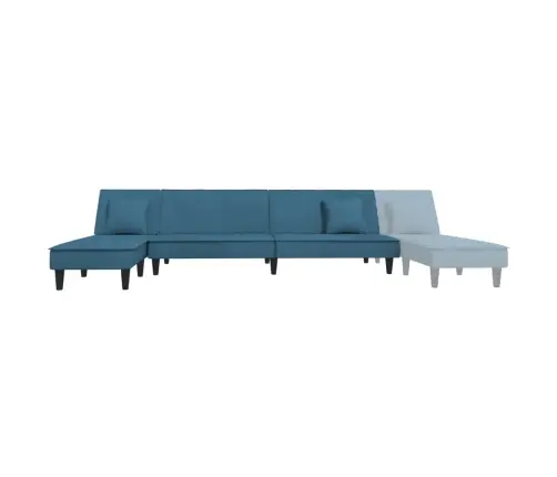 L Formos Sofa-Lova, Mėlynos Spalvos, 255X140X70cm Aksomas