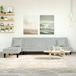 L-Formas Dīvāngulta, Gaiši Pelēka, 255X140X70 Cm, Samts Vidaxl