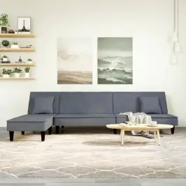 L Formos Sofa-Lova, Tamsiai Pilka, 255X140X70cm Aksomas