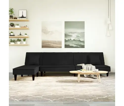 L-Formas Dīvāngulta, Melna, 255X140X70 Cm, Audums Vidaxl