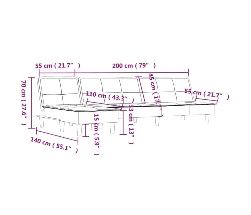 L-Formas Dīvāngulta, Tumši Pelēka, 255X140X70 Cm, Audums Vidaxl
