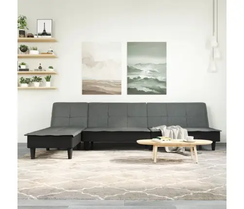 L-Formas Dīvāngulta, Tumši Pelēka, 255X140X70 Cm, Audums Vidaxl