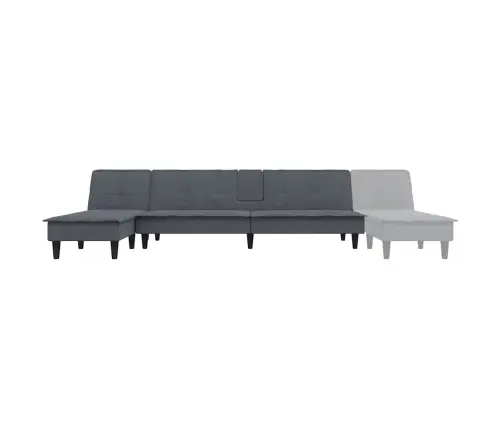 L-Kujuline Diivanvoodi, Tumehall, 255 X 140 X 70 cm Samet