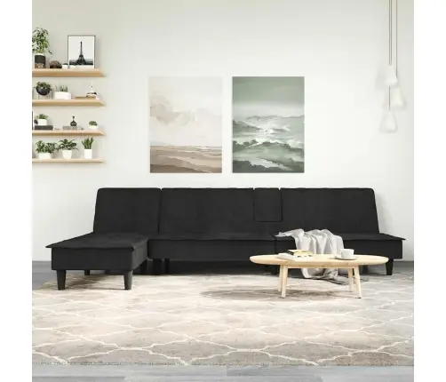 L-Formas Dīvāns, Melns, 255X140X70 Cm, Samts Vidaxl