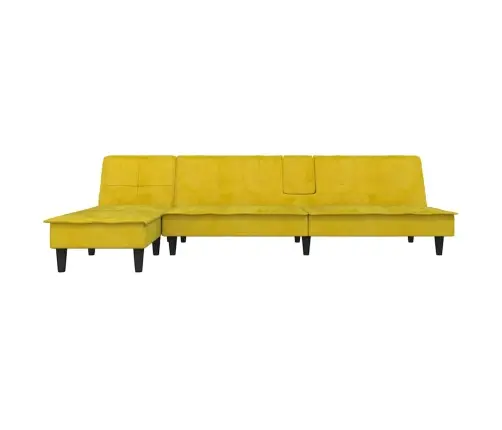 L-Formas Dīvāngulta, Dzeltens, 255X140X70 Cm, Samts Vidaxl