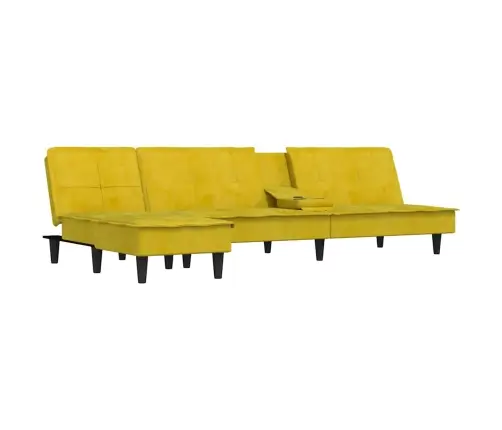 L-Formas Dīvāngulta, Dzeltens, 255X140X70 Cm, Samts Vidaxl