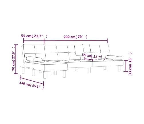 L-Formas Dīvāngulta, Melna, 255X140X70 Cm, Mākslīgā Āda Vidaxl