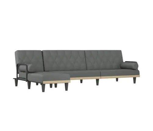 L Formos Sofa-Lova, Tamsiai Pilka, 260X140X70cm Audinys