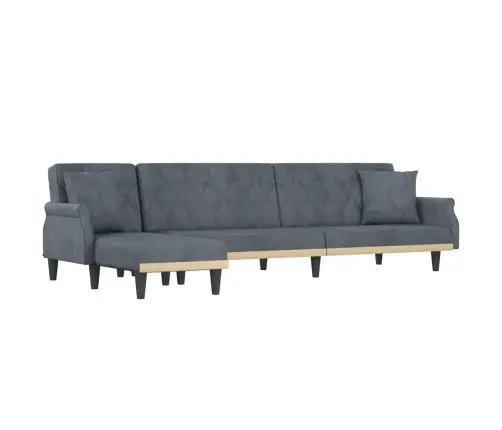 L Formos Sofa-Lova, Tamsiai Pilka, 271X140X70cm Aksomas
