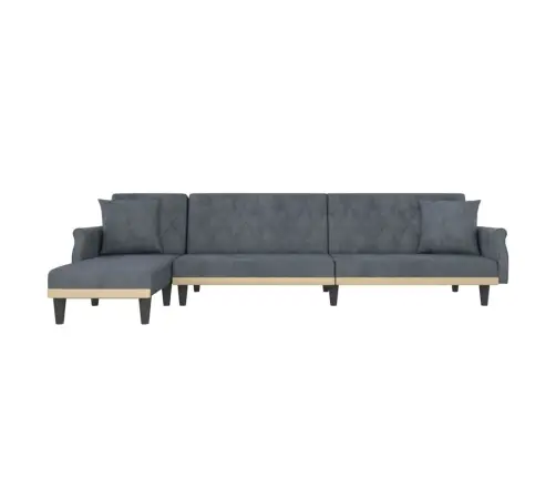L Formos Sofa-Lova, Tamsiai Pilka, 271X140X70cm Aksomas