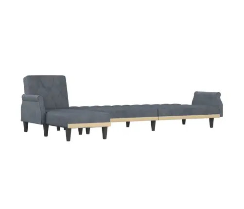 L Formos Sofa-Lova, Tamsiai Pilka, 271X140X70cm Aksomas