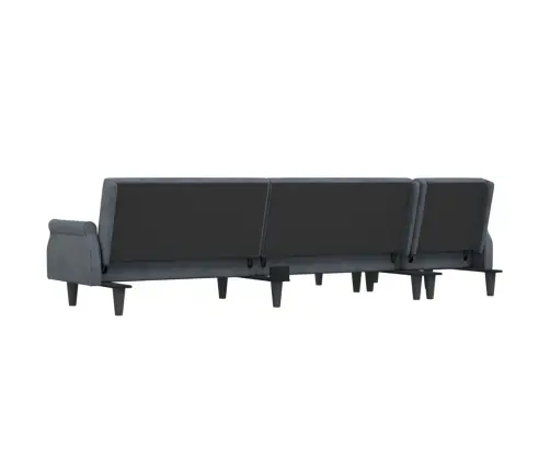 L Formos Sofa-Lova, Tamsiai Pilka, 271X140X70cm Aksomas