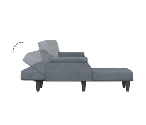 L Formos Sofa-Lova, Tamsiai Pilka, 271X140X70cm Aksomas