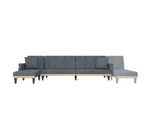 L Formos Sofa-Lova, Tamsiai Pilka, 271X140X70cm Aksomas