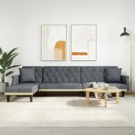 L Formos Sofa-Lova, Tamsiai Pilka, 271X140X70cm Aksomas