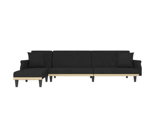 L Formos Sofa-Lova, Juodos Spalvos, 271X140X70cm Aksomas