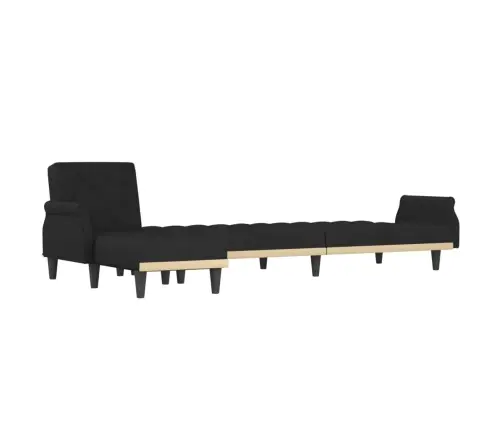 L Formos Sofa-Lova, Juodos Spalvos, 271X140X70cm Aksomas