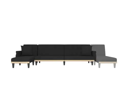 L Formos Sofa-Lova, Juodos Spalvos, 271X140X70cm Aksomas
