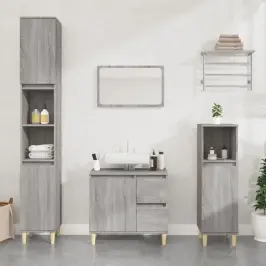 3-Osaline Vannitoakappide Komplekt, Hall Sonoma Tamm, Tehispuit