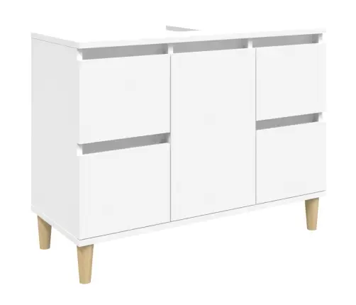 3-Osaline Vannitoamööbli Komplekt, Valge, Tehispuit