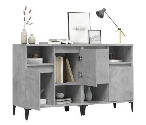 Šoninės Spintelės, 2Vnt., Betono Pilkos, 60X35X70cm Mediena