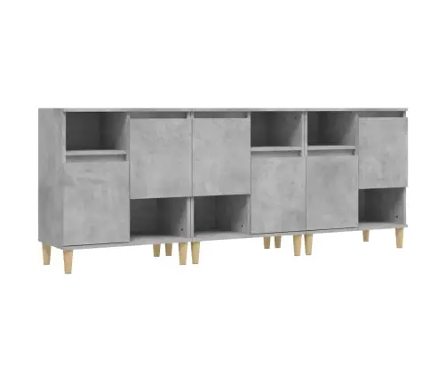 Kumodes, 3 Gab., Betona Pelēkas, 60X35X70 Cm, Inženierijas Koks Vidaxl