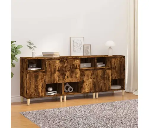 Šoninės Spintelės, 3Vnt., Dūminio Ąžuolo, 60X35X70cm Mediena Šoninės Spintelės, 3Vnt., Dūminio Ąžuolo, 60X35X70cm Mediena