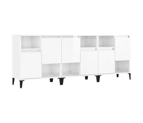 Kumodes, 3 Gab., Spīdīgi Baltas, 60X35X70 Cm, Inženierijas Koks Vidaxl