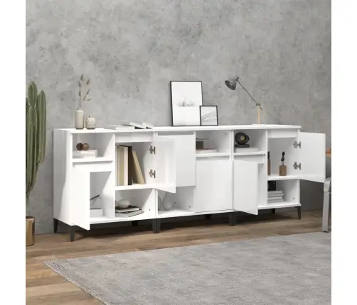 Kumodes, 3 Gab., Spīdīgi Baltas, 60X35X70 Cm, Inženierijas Koks Vidaxl