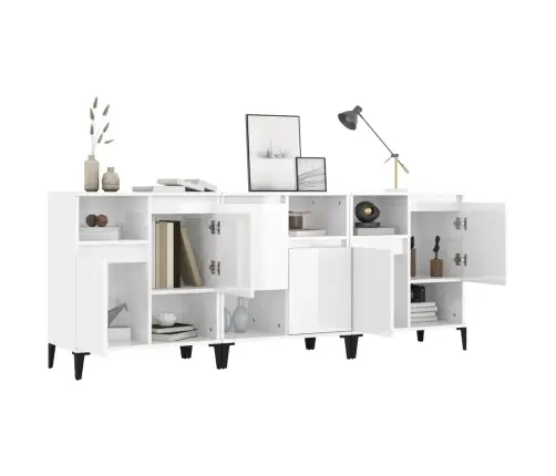 Kumodes, 3 Gab., Spīdīgi Baltas, 60X35X70 Cm, Inženierijas Koks Vidaxl