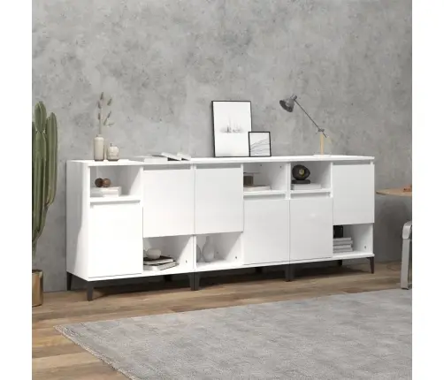 Kumodes, 3 Gab., Spīdīgi Baltas, 60X35X70 Cm, Inženierijas Koks Vidaxl