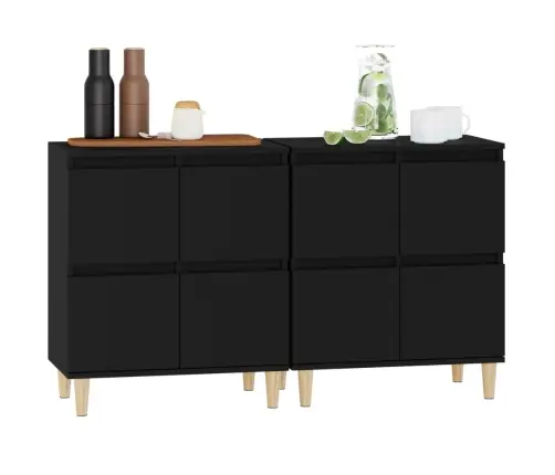 Kumodes, 2 Gab., Melnas, 60X35X70 Cm, Inženierijas Koks Vidaxl