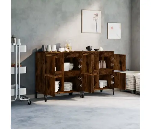 Šoninės Spintelės, 2Vnt., Dūminio Ąžuolo, 60X35X70cm Mediena