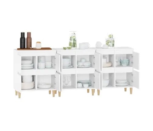 Kumodes, 3 Gab., Baltas, 60X35X70 Cm, Inženierijas Koks Vidaxl