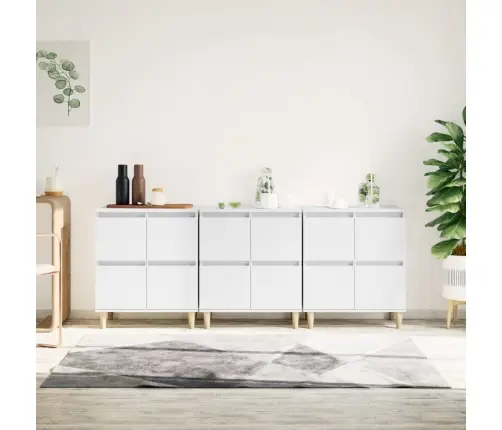 Kumodes, 3 Gab., Baltas, 60X35X70 Cm, Inženierijas Koks Vidaxl