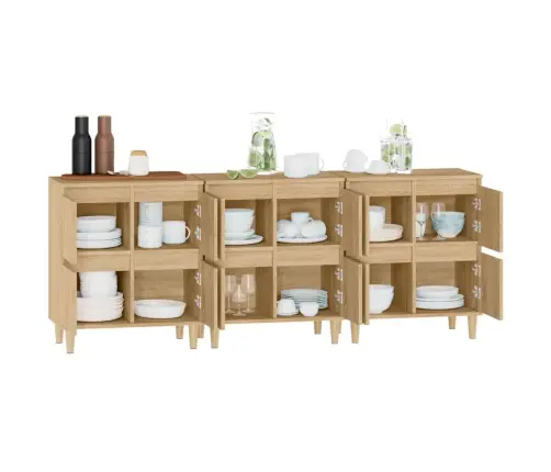 Kumodes, 3 Gab., Ozolkoka Krāsā, 60X35X70 Cm, Inženierijas Koks Vidaxl