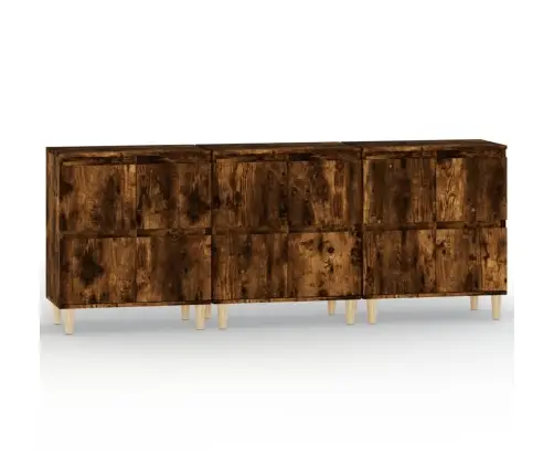 Šoninės Spintelės, 3Vnt., Dūminio Ąžuolo, 60X35X70cm Mediena