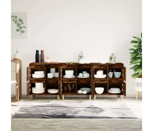 Šoninės Spintelės, 3Vnt., Dūminio Ąžuolo, 60X35X70cm Mediena