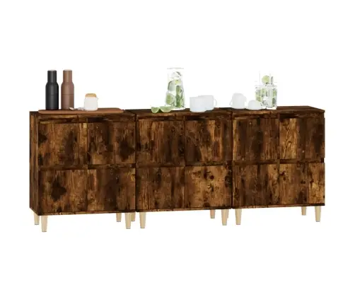 Šoninės Spintelės, 3Vnt., Dūminio Ąžuolo, 60X35X70cm Mediena