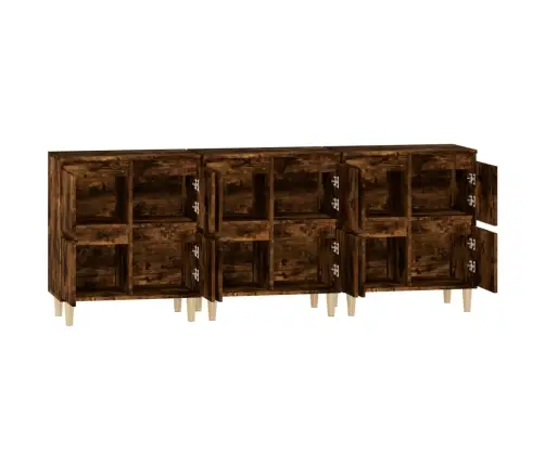 Šoninės Spintelės, 3Vnt., Dūminio Ąžuolo, 60X35X70cm Mediena