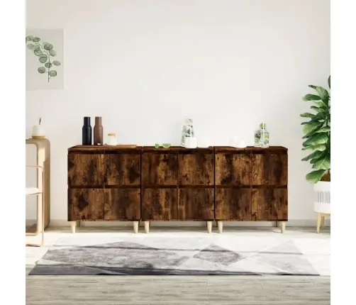 Šoninės Spintelės, 3Vnt., Dūminio Ąžuolo, 60X35X70cm Mediena