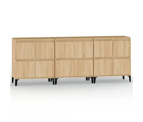 Kumodes, 3 Gab., Ozolkoka Krāsā, 60X35X70 Cm, Inženierijas Koks Vidaxl