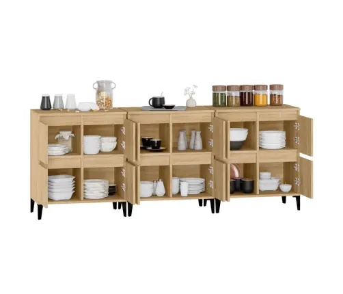 Kumodes, 3 Gab., Ozolkoka Krāsā, 60X35X70 Cm, Inženierijas Koks Vidaxl