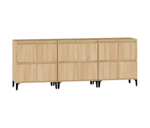 Kumodes, 3 Gab., Ozolkoka Krāsā, 60X35X70 Cm, Inženierijas Koks Vidaxl