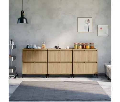 Kumodes, 3 Gab., Ozolkoka Krāsā, 60X35X70 Cm, Inženierijas Koks Vidaxl