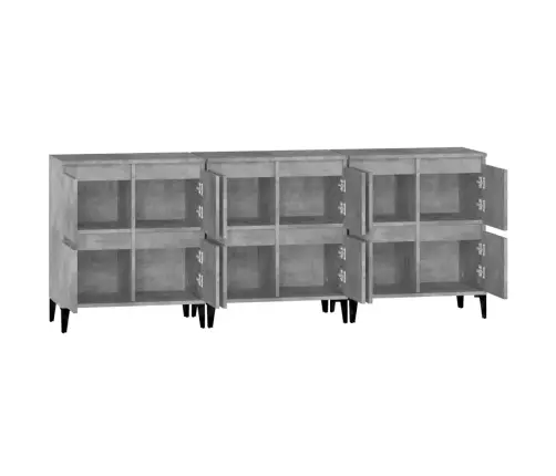 Puhvetkapid 3 Tk, Betoonhall, 60 X 35 X 70 cm Tehispuit