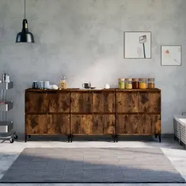 Puhvetkapid 3 Tk, Suitsutatud Tamm, 60 X 35 X 70 cm Tehispuit