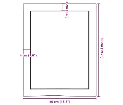 Vannasistabas Virsma, 40X50X(2-4) Cm , Neapstrādāts Masīvkoks Vidaxl