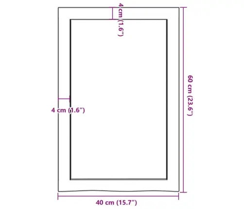 Vannitoa Tasapind, 40 X 60 X (2-6) cm Töötlemata Täispuit