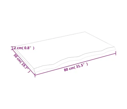Vannitoa Töötasapind, 80X50X2 cm Töötlemata Täispuit
